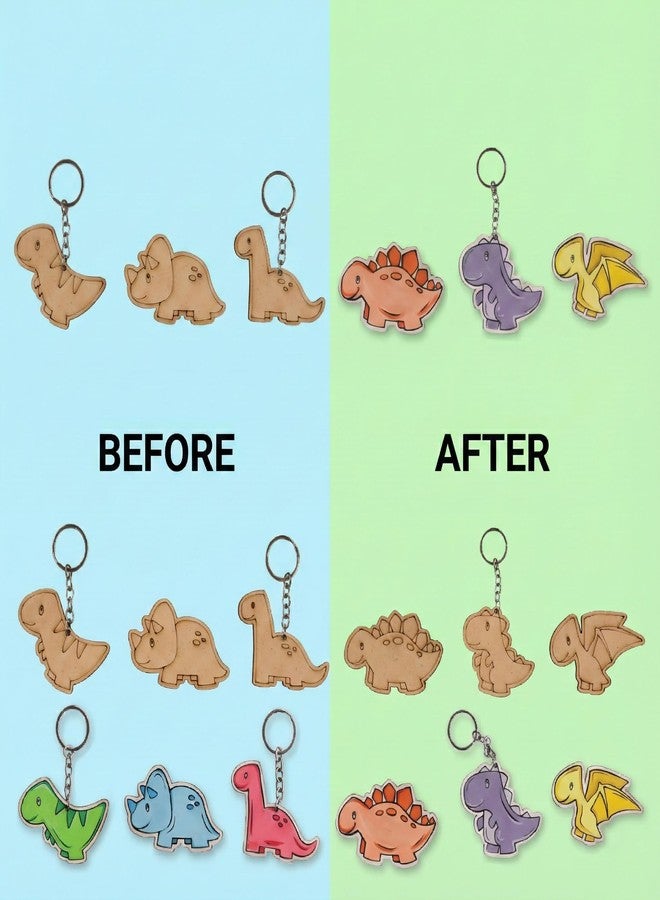 HOBBY INDIA DIY Keychain Fridge Magnet Painting Kit for Kids & Adult | Creative Art & Craft Set Gift for Girls & Boys | Cute Resin Activity Key Chain Making | Fun Birthday & Home Decor (Dinosour) - Image 2